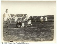 Action image of US playing football at 1930 World Cup